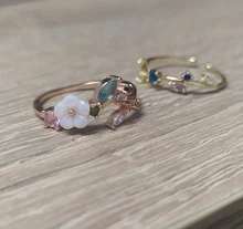 Anillos de circonita de cristal para mujer, anillos abiertos ajustables con forma de hoja de flor y mariposa, joyería de compromiso para boda, regalo, novedad de 2021