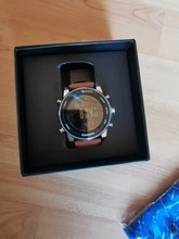 Reloj Digital deportivo para hombre, altímetro brújula barómetro 100m, correa de cuero de acero inoxidable resistente al agua