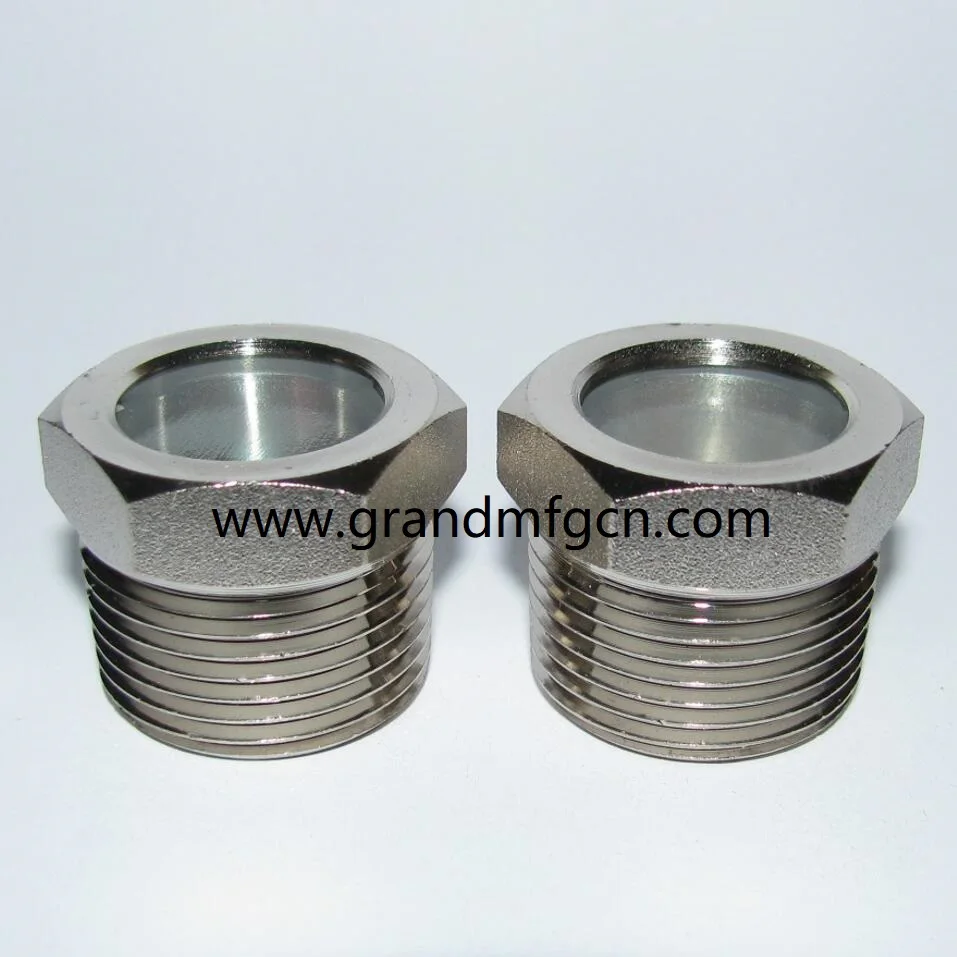 NPT 1" Steel nicke plated fused sight glass oil level sight window for refrigeration equipments nickel plated