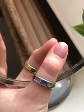 Anillo de corazón de amor esmaltado colorido gótico Vintage, anillos sencillos de Metal dorado y plateado para mujer, joyería Punk Rock