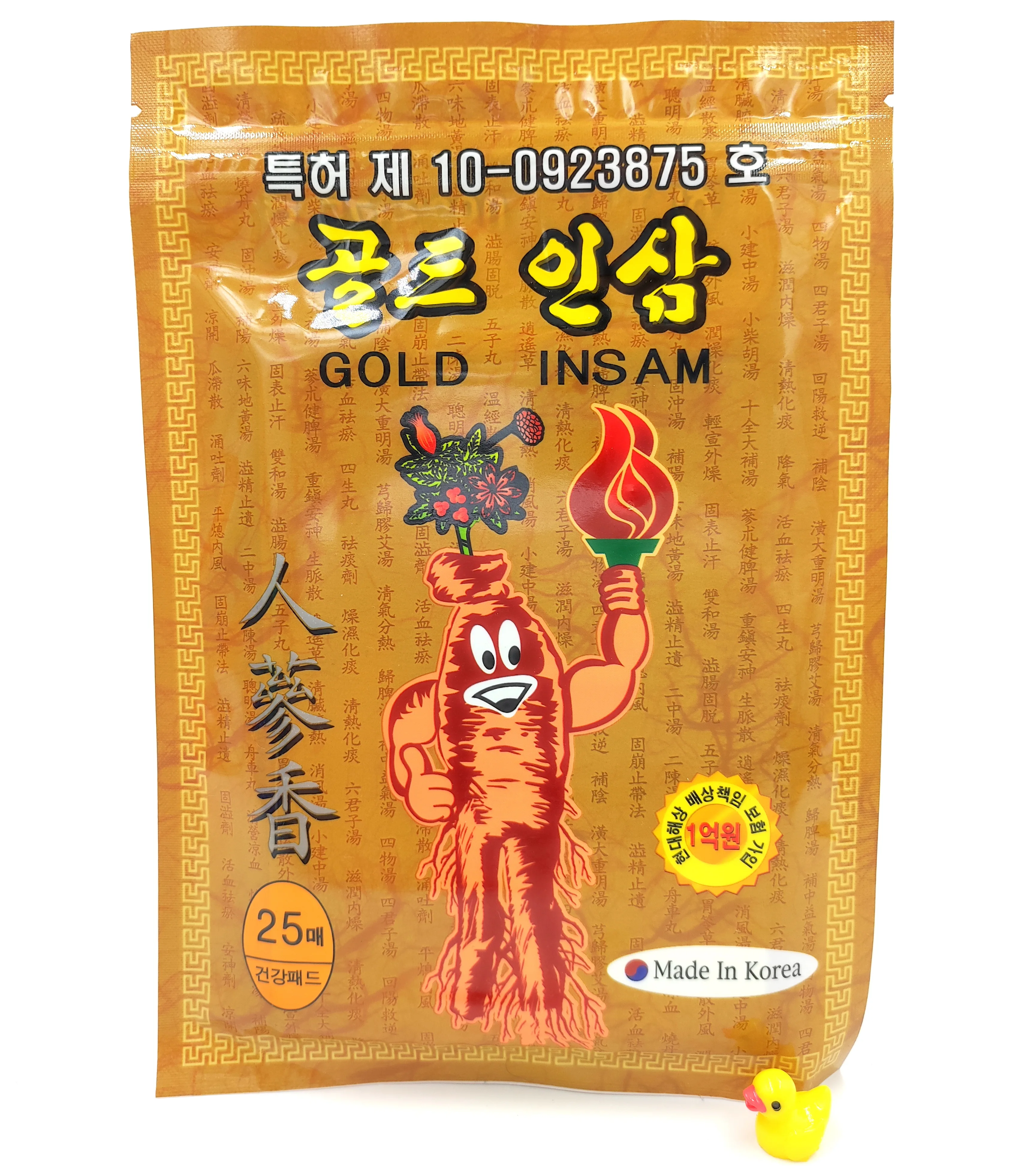 Корейский противовоспалительный пластырь с красным женьшенем Korean Gold Insam Greenon Pad 25 шт.