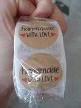 Pegatinas de papel Kraft Natural hechas a mano para embalaje, sello de Gracias pegatina, papelería, 500 Uds.