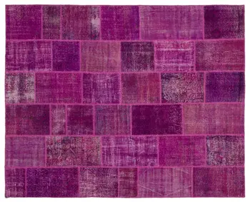 

Handmade Fuchsia Vintage Overdyed Patchwork Area Rug 245x306 Cm-8'0''X10'0''
