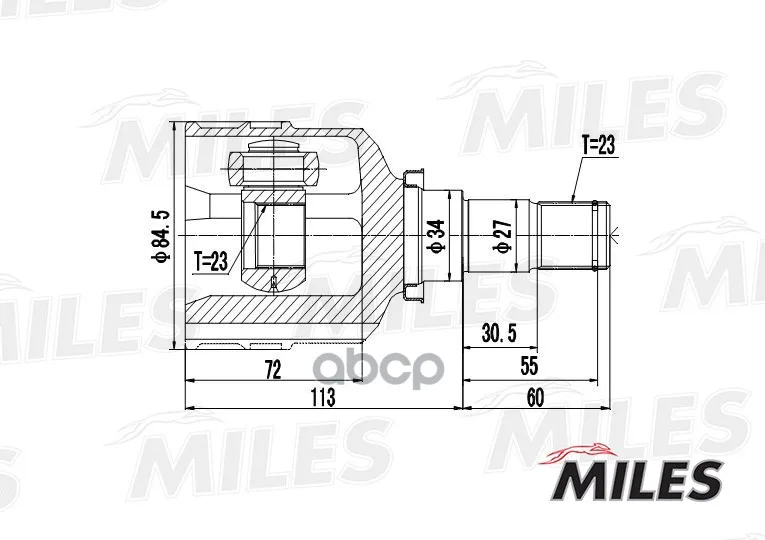 Шрус Toyota Corolla Vii-Viii E100/E110/Yaris I-Ii 1.3-1.5 99- Внутр. Miles Ga10029 Miles арт. GA10029