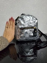 Mini mochila portátil de cuero PU para mujer, estilo de moda caliente, diseño geométrico con cremallera, pequeña, 2019