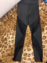 De cintura alta de entrenamiento negro Yoga Legging de malla empalme ver a través de Fitness medias polainas deporte Yoga del sudor pantalones para mujeres