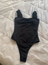 Vintage Swimsuit Bodysuits Monokini Push-Up Black One-Piece Women Beach Padded Ruffle-Strap