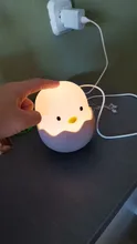 Luz Led nocturna para niños, lámpara de silicona suave recargable por USB, decoración de dormitorio, regalo, noche de pollito de Animal, sombra de Luna