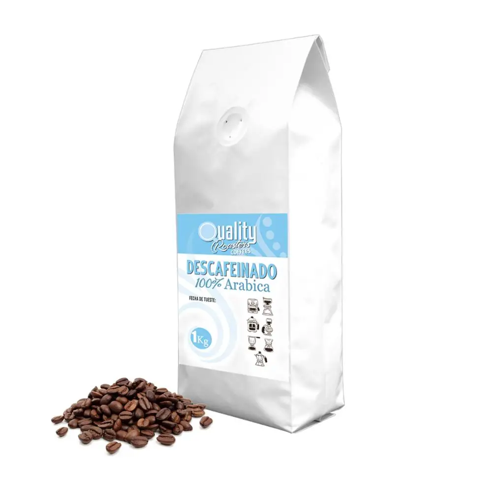 Café en grano natural. Descafeinado. 100% Arabica. 1Kg. Tueste medio. Tostado artesanal.