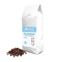 Café en grano natural. Descafeinado. 100% Arabica. 1Kg. Tueste medio. Tostado artesanal.