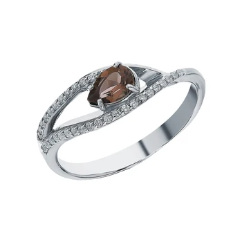 

Silver ring with раухтопазами and cubic zirconia sunlight sample 925