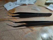 Gel acrílico uñas negro arte Rhinestones Paillette pinza herramienta de selección antiestática rectas y curvadas cejas pinzas herramienta de arte DIY