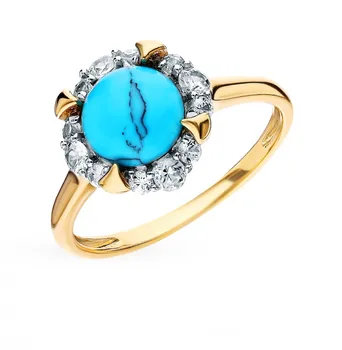 

Gold ring with sapphires and turquoise sunlight sample 585