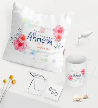 

Personalized Day Today Mom White Mug Mirror Pillow Set