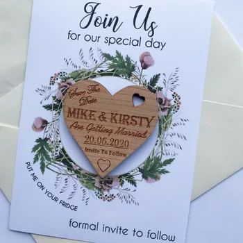

custom wooden Magnet with name, rustic wood wedding Save The Date Magnets, wedding favors invitation, baby shower proposal gifts