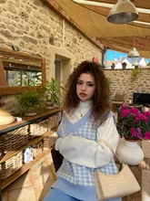 De moda Jersey chaleco sin mangas de las mujeres jersey de cuello en v suéter de punto de invierno coreano lindo suéter 2020