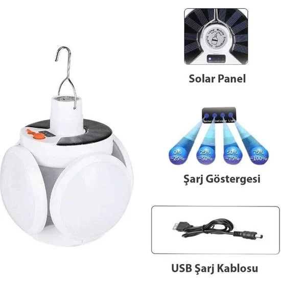 

Solar Solar Energy And Usb Charged 5 Wing Garden Lighting Led Hanging Practical Camping Lamp
