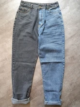 Viifaa-vaqueros de cintura alta para mujer, Vaqueros rectos informales con cremallera, color negro y azul, dos tonos, 2020