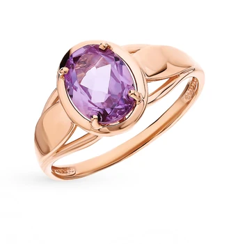 

Gold ring with amethyst sunlight sample 585