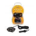 

Cigarette lighter splitter 2 socket + 2USB with coiled cord, plug-in lock ASP-2U-11
