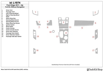 

Interior trim for Ford Edge 2011-UP. Set L1974.