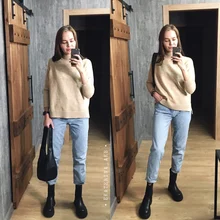 Sweater Pullovers Mock-Neck Beige Purple Winter Green 8-Colors High-Quality Women C-232