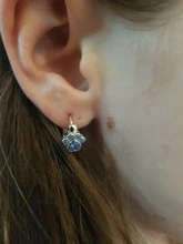 Stud-Earring Jewelry Zircon Claw-Design 925-Sterling-Silver Girl Women New-Fashion Blue