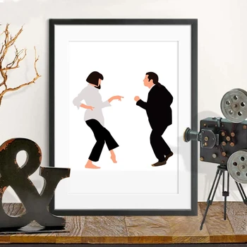 

Classic Movie Poster Abstract Minimalist Pulp Fiction Canvas Art Prints Dancing Wall Pictures Home Room Decor