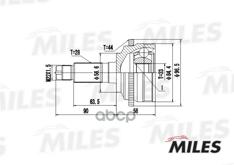 Шрус Mazda 6 I 2.0d 02-07 Нар. Abs Miles Ga20221 Miles арт. GA20221
