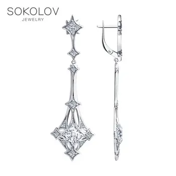 

Drop Earrings with stones SOKOLOV Silver, fashion jewelry, silver, 925, women's/men's, male/female, long earrings, women's male