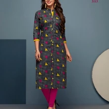 Индийская традиционная Курти рукав 3 четверти Хлопок Курта Болливуд дизайнерская Стильная туника топ с принтом женское платье Повседневная одежда для вечеринок