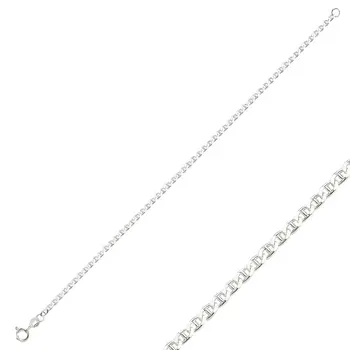 

Angemiel 925 Silver 60 Micron Mariner (Bull Bar) Chain Bracelet