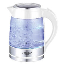 Чайник электрический ATLANTA ATH-2462 белый(Стекло, 1,8л, 2000Вт, иллюминация, фильтр от накипи