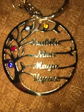 Auxauxme personalizada Birthstone árbol de llaveros de la vida de acero inoxidable miembro de la familia llavero de árbol regalos de cumpleaños para mamá y papá