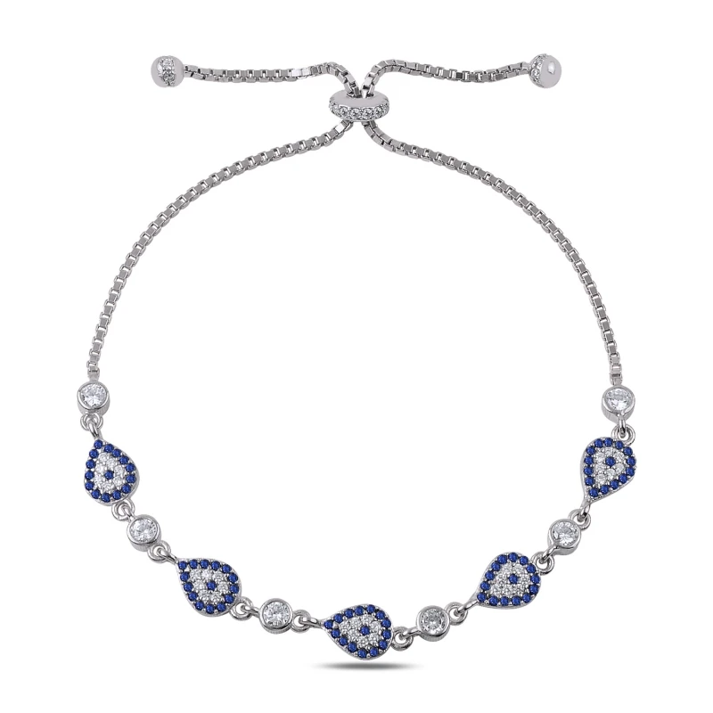 

Silver 925 Sterling Zircon Cubic Zirconia Drop Eye Lift Bracelet