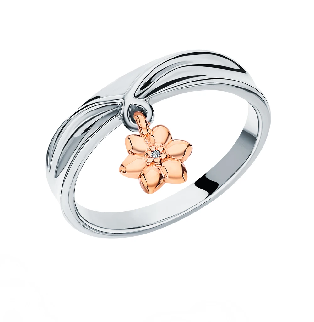 Серебряное кольцо с бриллиантами SUNLIGHT проба 925