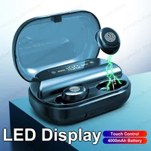4000 мАч TWS 5,0 Bluetooth наушники стерео беспроводные наушники сенсорное управление водонепроницаемые наушники спортивные Беспроводные наушники с микрофоном