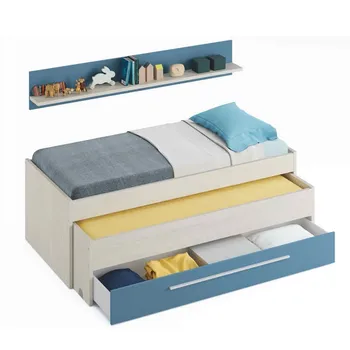 

Bed Juvenile Nest Beds and one drawer, White Color Alps and Blue, Measurements: 200 cm (Width) x 69 cm (High) x 96 cm (Bottom)