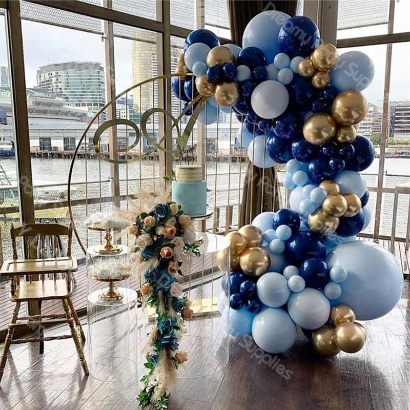 137pcs Birthday Balloons Set Boy High Quality Ballons Garland Kit Maca Navy Blue Chrome Gold Birthday Party Decorations Kids