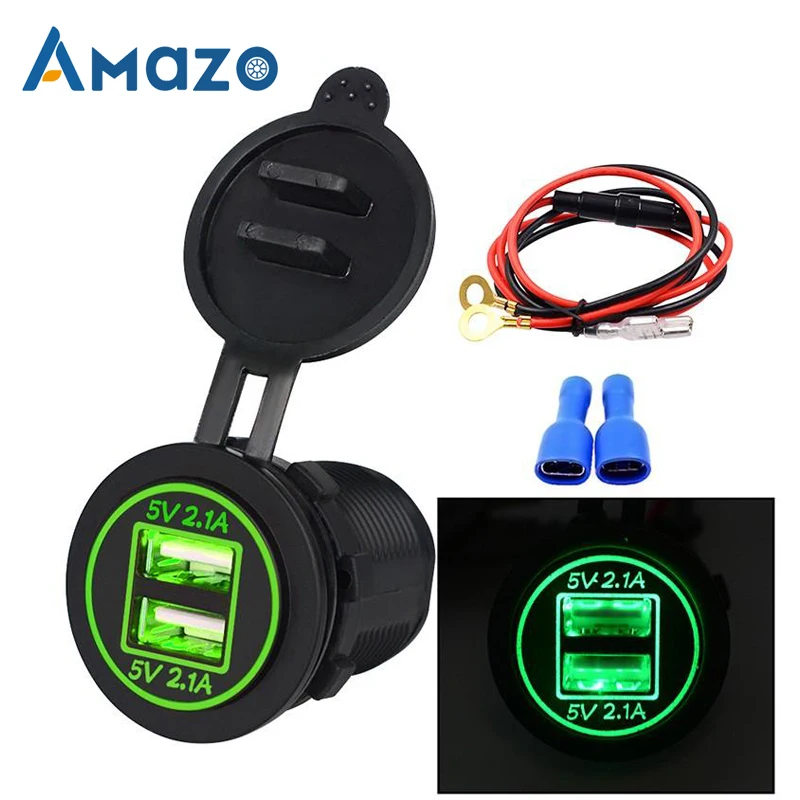 

4.2A Car Charger LED Light Dual USB Ports Adapter With Dust Cover Power Socket For 12-24V Car Motorcycle Cigarette lighter