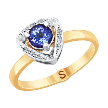 

Sokolov ring in combined gold with diamonds, fashion jewelry, 585, women's male