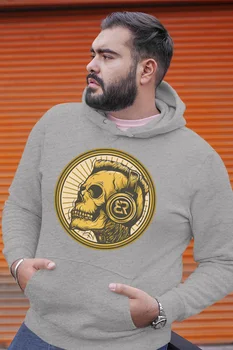 

Angemiel Wear Gold Plaque Skeleton Gray Men 'S Hooded Sweatshirt
