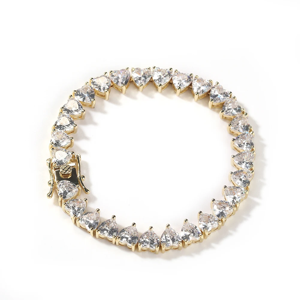 THE BLING KING Vintage Heart 7mm Tennis Bracelet Prong Setting CZ Luxury Iced Out Shiny Cubic Zirconia Necklace Hiphop Jewelry