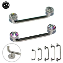 1 шт. G23 титановый Пирсинг 14 г внутренняя резьба кристалл AB драгоценный камень поверхность бар штанга фабричного производства микродермальный якорь кольца ювелирные изделия