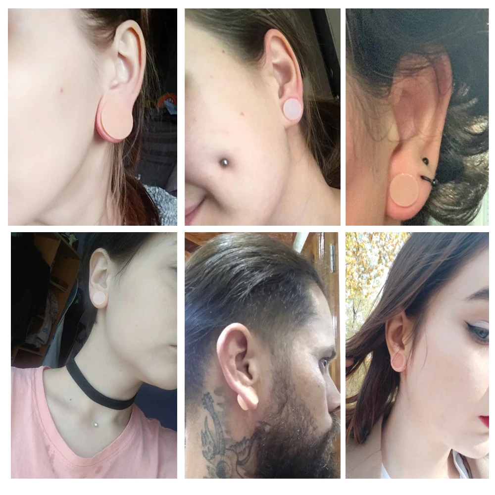 Piercing Retainers Peach Skin Tone Silicone Ear Plugs Double