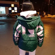 Winter Women Jackets Coat Parkas Padded-Down Print Female Cotton Hooded Warm HOT Letter
