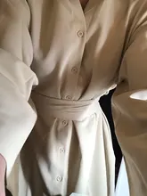 Summer Dresses Buttons V-Neck Lace-Up Oversize Colorfaith Women Spring Vintage Casual