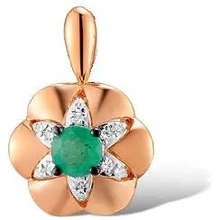 

Lucas gold pendant flower with emerald and diamonds in red gold