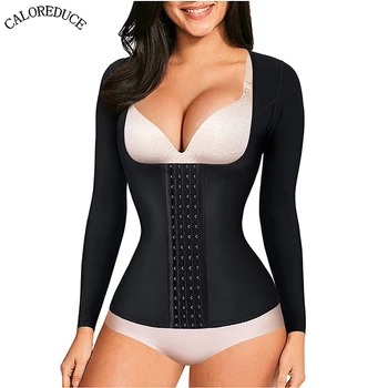 

Women Corset Top Steampunk Bustier Waist Trainer Cincher Underbust Steel Boned Body Tummy Control Shaper Top Long Sleeve Support