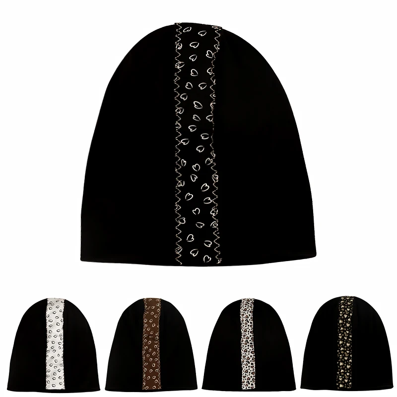 

Женские модные мягкие шапочки облегающие шапки с леопардовым принтом эластичные мешковатые женские шапки однотонная хлопковая зимняя теплая шапка